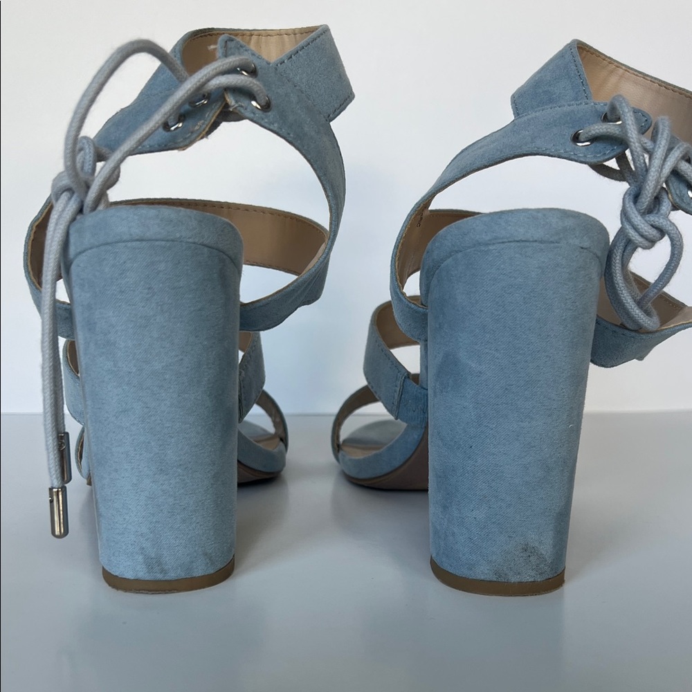 Lulu's Light Blue Strappy Block Heels - Picture 3 of 11